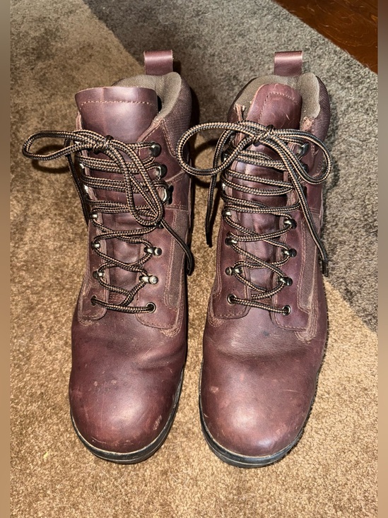 Worx Brown Leather work boots W/ textured paneling and Vibram outsoles, Sz 13 WW main image 5